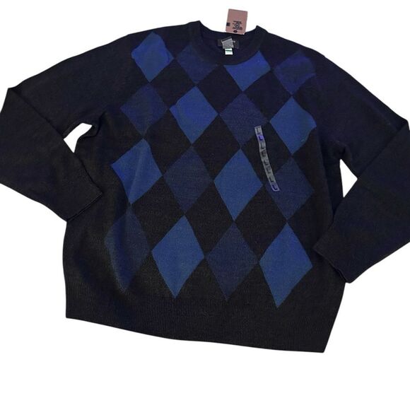 Dockers extra soft Black and Blue Argyle Sweater new with tags size large - Picture 1 of 6